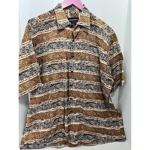 Vintage Lawton Harbor Men's XL Aztec Geometric Short Sleeve 100% Cotton - A 213